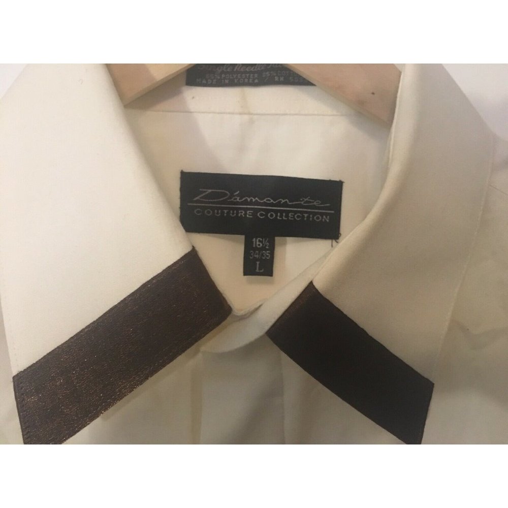 Damanté Couture‎ Collection Long Sleeve White Shirt Sz L Button 16 1/2 34/35 Men